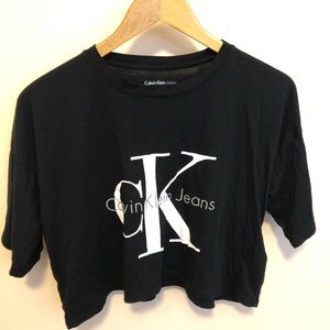 Black Calvin Klein jeans crop top